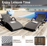 Yayzy Set of 4 Outdoor Rattan Chaise Lounge Chairs, 80” Adjustable Recliners with Armrests - Photo 5