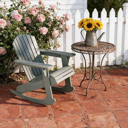Outdoor Rocking Chair, Solid Wood Patio Rocker, Ergonomic Comfort 285LBS for Porch, Patio, Garden, Backyard