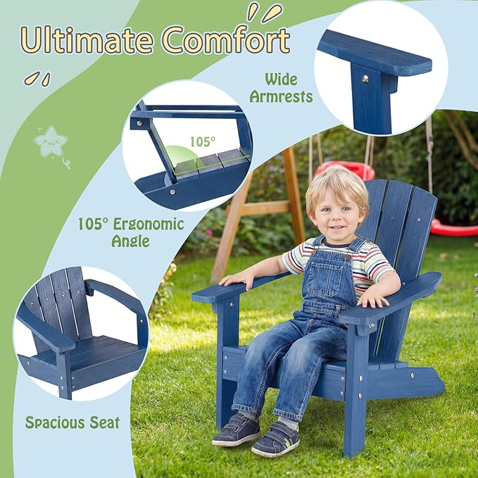 Giantex Kids Adirondack Chair, All-Weather HIPS Children's Outdoor Chair w/Ergonomic Design - Photo 5