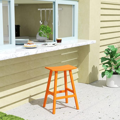 WestinTrends Malibu 2 Piece Set of 29 Height Outdoor/Patio Saddle bar stools, Orange