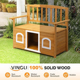 VINGLI Outdoor Storage Bench with Built-in Dog House - Photo 6