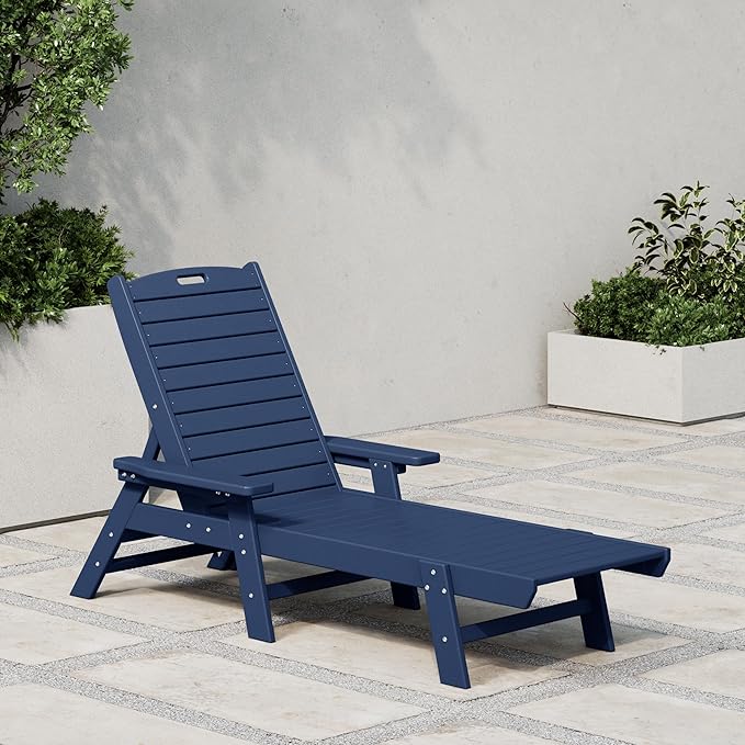 WestinTrends Malibu Poly Reclining Chaise Lounge Navy Blue