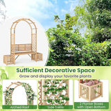 Giantex Outdoor Bench with Garden Arch & Planters, Wooden Pergola Archway, Outdoor Trellis for Climbing Plants - Photo 7