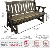 Amish Casual Heavy Duty 800 Lb Mission Pressure Treated Porch Glider (4 Foot, Dark Walnut Stain) - Photo 3