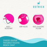 Ostrich Chaise Lounge Folding Portable Sunbathing Poolside Beach Chair (2 Pack) - Photo 4