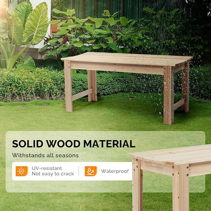 VINGLI Outdoor Wood Bench, 40" Outdoor Bench Patio Wooden Bench Garden Bench Outdoor Backless Bench for Deck Patio (Natural)