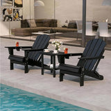Black 6-Piece Folding Adirondack Chair Set with Cup Holders, Ottomans - Photo 1