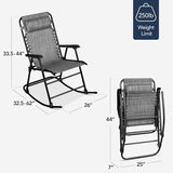Best Choice Products Outdoor Folding Rocking Chair, Zero Gravity Lounge Chair, Patio Rocker w/Headrest Pillow - Gray - Photo 3