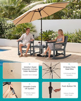 SERWALL Outdoor Rocking Chairs Set of 2 with 1 Side Table & 9ft Patio Umbrella - Photo 3