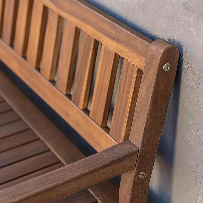 Linon Acorn Chandler Finished Acacia Wood Outdoor Bench