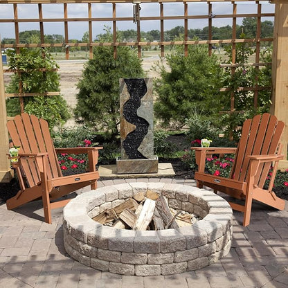 FUNBERRY Folding Adirondack Chairs Set of 2, All Weather HDPE Wood Texture Fire Pit Chairs with Cup Holder for Outdoor