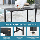 Outdoor Bar Table, Patio Console Pub Height Tables with Powder Coated Steel Frame - Photo 4