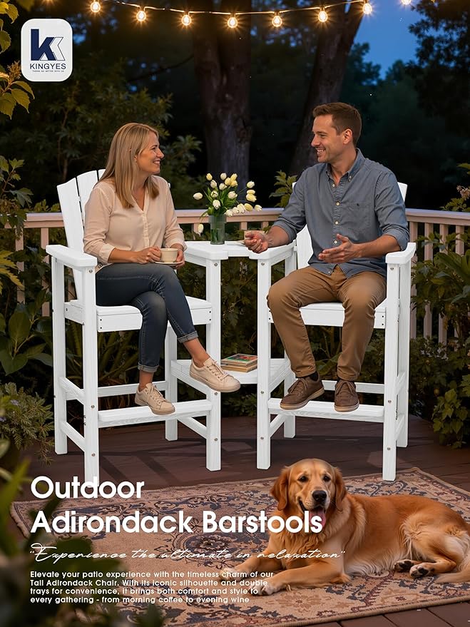 KINGYES Tall Adirondack Chair Set of 4 with 9FT Umbrella - Photo 4