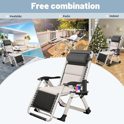 Slsy Zero Gravity Chair, Reclining Lounge Chair with Removable Tray for Indoor and Outdoor, Patio Recliner Folding Reclining Chair