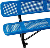 Global Industrial 6'L Heavy Duty Outdoor Steel Picnic Bench with Backrest, Perforated Metal, Portable Outdoor Bench - Photo 5