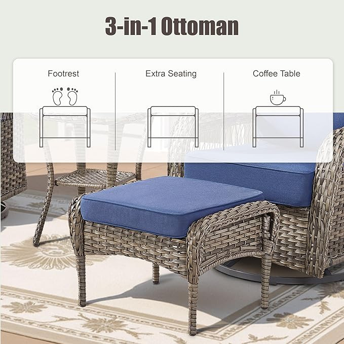 7 Pieces Outdoor Furniture Set with Swivel Chairs - Photo 8