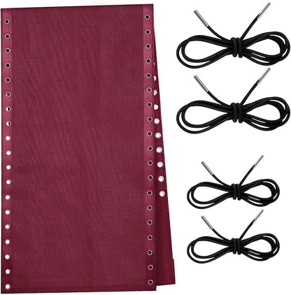 Queekay Chair Replacement Fabric with 4 Bungee Cord Lounge Chair Cloth Mesh Repair Kit for Patio Recliner Outdoor Lawn Pool(63 x 21 Inch,Wine Red)