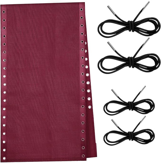 Queekay Chair Replacement Fabric with 4 Bungee Cord Lounge Chair Cloth Mesh Repair Kit for Patio Recliner Outdoor Lawn Pool(63 x 21 Inch,Wine Red)