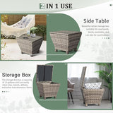Outdoor PE Wicker Side Table with Storage – 13 Gallon Patio Storage Bin, All-Weather Rattan Coffee Table for Garden - Photo 8