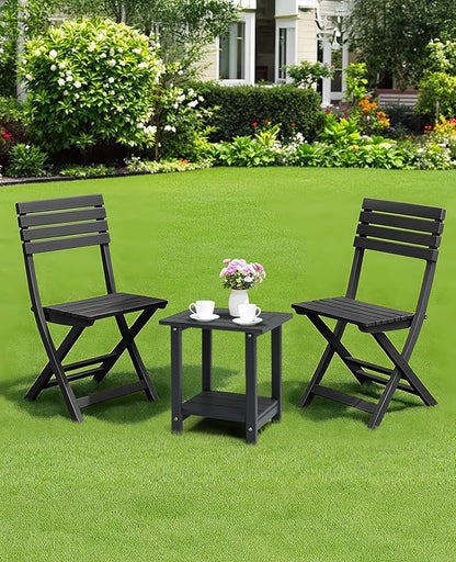 Outvita Adirondack Side Table, 16.5 Inch Square Outdoor End Table, HDPE Weather Resistant Coffee Table for Patio Balcony Deck Garden, Gray