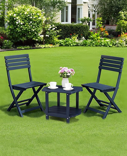 Outvita Adirondack Side Table, 24 Inch Square Outdoor End Table, HDPE Weather Resistant Coffee Table for Patio Balcony Deck Garden, Blue