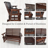 Fortune Candy Wooden Patio Glider with High Roll Back and Deep Contoured Seat, Solid Fir Wood, 2-Seater - Photo 5