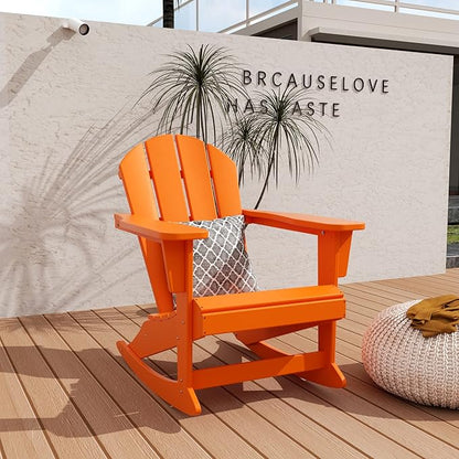 WO WESTIN OUTDOOR HDPE Laguna Outdoor Rocking Poly Adirondack Chair, Orange