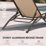PURPLE LEAF Outdoor Oversized Chaise Lounge Chair Set of 3 Patio Pool Lounger Bronze Aluminum Chairs with Side Table - Photo 7