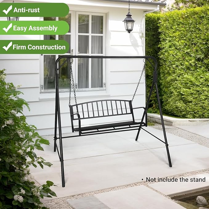 ZIMTOWN 2-Person Metal Porch Swing, 47-Inch Wide Hanging Bench，Heavy Duty Hanging Chair with 64.9" Adjustable Chains - Photo 6