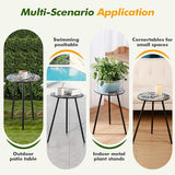 1 Pack Metal Outdoor Side Table Small Outside Round End Table for Patio Modern Accent Garden Corner Table for Small - Photo 6