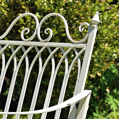 Zaer Ltd. Outdoor Metal Rocking Arm Chair/Bench (Arm Chair, Antique White)