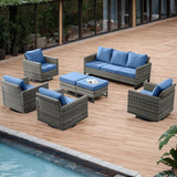 Rilyson Wicker Outdoor Patio Furniture Set - 7 Piece Patio Conversation Set with 4 Swivel Rocker Chairs - Photo 7