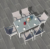 Kozyard Villa Outdoor Patio Dining Chairs Set of 2, Aluminum Frame with Padded Textilene Fabric - Photo 7