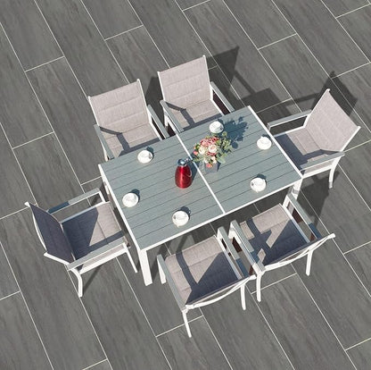 Kozyard Villa Outdoor Patio Dining Chairs Set of 2, Aluminum Frame with Padded Textilene Fabric, Breathable Quick-Dry Sling Chairs for Backyard, Porch, Poolside (White/Gray)