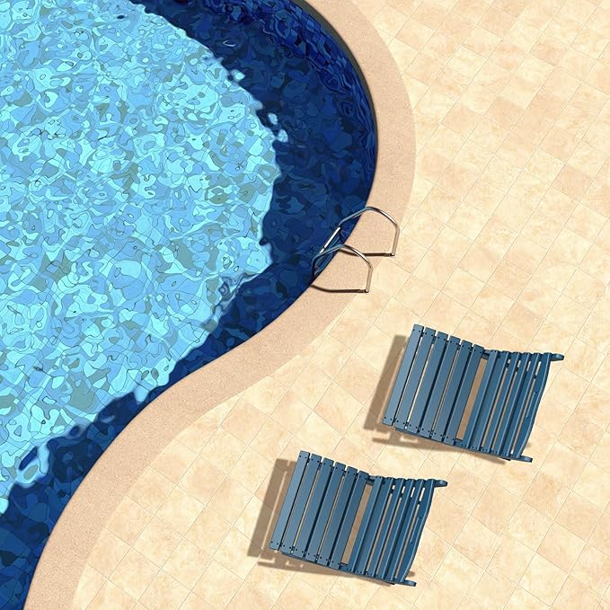 GREENVINES Folding Wave Chairs Set of 2 | Xavier | Portable Adirondack Chair | HDPE | All Weather | Blue - Photo 6