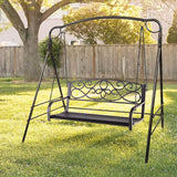 Giantex Metal Porch Swings 2 Person Outdoor Hanging Garden Bench with Sturdy Chains, Wide Seat & Curved Armrests - Photo 6