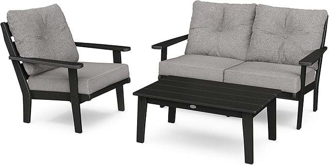 POLYWOOD® Lakeside Deep Seating Set, Black/Grey Mist - Photo 1