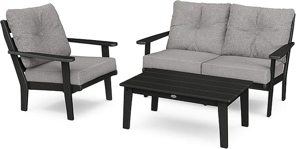 POLYWOOD® Lakeside Deep Seating Set, Black/Grey Mist - Photo 1