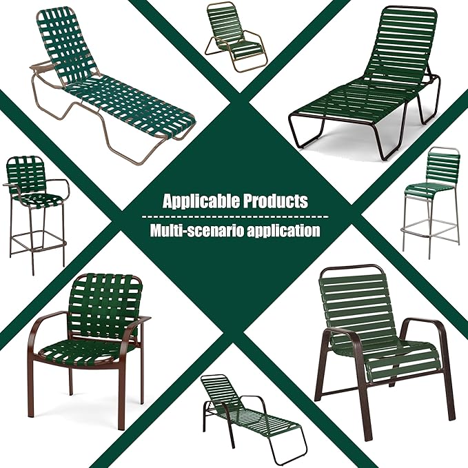 Vinyl Straps for Patio Chair Repair Kit 2'' Wide 10 Ft Long Replacement Straps + 10 Free Rivets for Outdoor Lawn - Photo 6