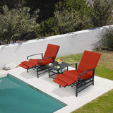 Oakcloud Adjustable Outdoor Lounge Chair Metal Patio Relaxing Recliner Chair Set with Bistro Table and Removable - Photo 6