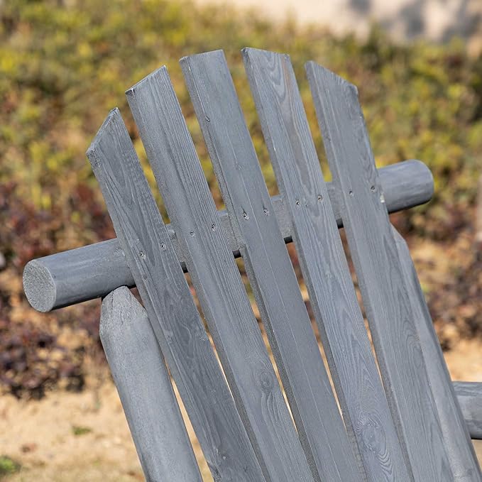 Outsunny Outdoor Wooden Rocking Chair, Single-Person Adirondack Rocking Patio Chair with Rustic High Back, Slatted Seat and Backrest for Indoor, Backyard, Garden, Dark Gray