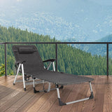 GYMAX Lounge Chair Outdoor, Chaise Lounger w/Adjustable Backrest, Cup Holder & Carry Handle - Photo 2