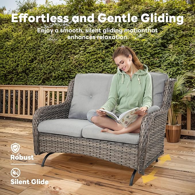 Belord 4 Piece Patio Wicker Furniture Set, Outdoor Swivel Rocker Chairs - Photo 3