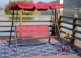 Kozyard 3-Person Outdoor Canopy Porch Swing Chair, Breathable Textilene Armrest Seat, Adjustable Shade - Photo 3