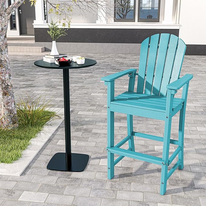 Tangkula Outdoor Tall Adirondack Chair 30 Inches Seat Height, HDPE Bar Height Patio Chair with High Backrest - Photo 9