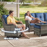 Belord 13 Piece Wicker Patio Furniture Set, Outdoor Swivel Rocker Chairs Set of 4 with Ottomans and Rattan Couch - Photo 7
