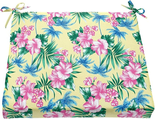 BrylaneHome Chair Cushion with Ties - 18.75" L x 18" W - Patio & Outdoor - Water, Stain & Fade Resistant - Banana Island - Photo 1
