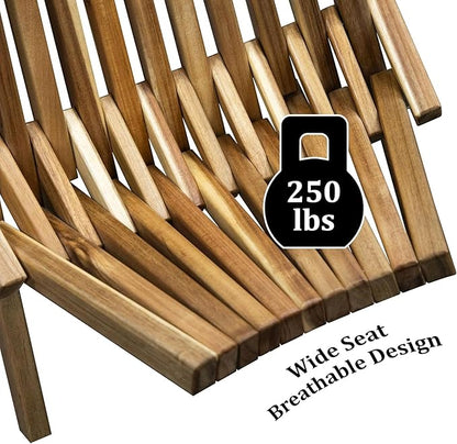 Melino Wooden Folding Tamarack Chairs, FSC Certified Acacia Low Profile Adirondack Chairs, Wood Folding Chair for Outdoor, Patio, Porch, Pool, Backyard, Garden, Balcony and Deck - Natural - Single