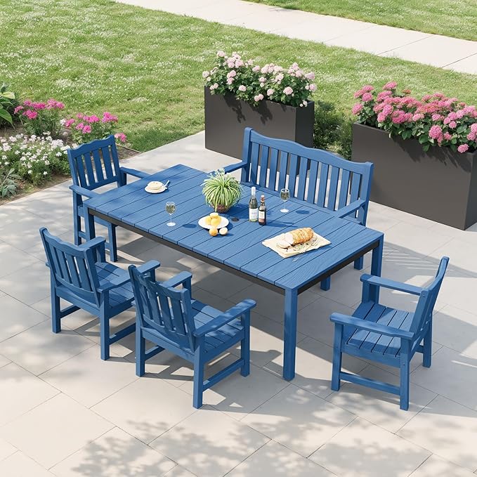 Stoog Outdoor Bench & Chairs Set, All-Weather Patio Furniture Set, Include 2 Patio Chairs and 1 Patio Bench, for Porch - Photo 9