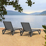 Domi Pool Lounge Chairs Set of 2, Aluminum Adjustable Outdoor Chaise Lounge with Wheels - Photo 8
